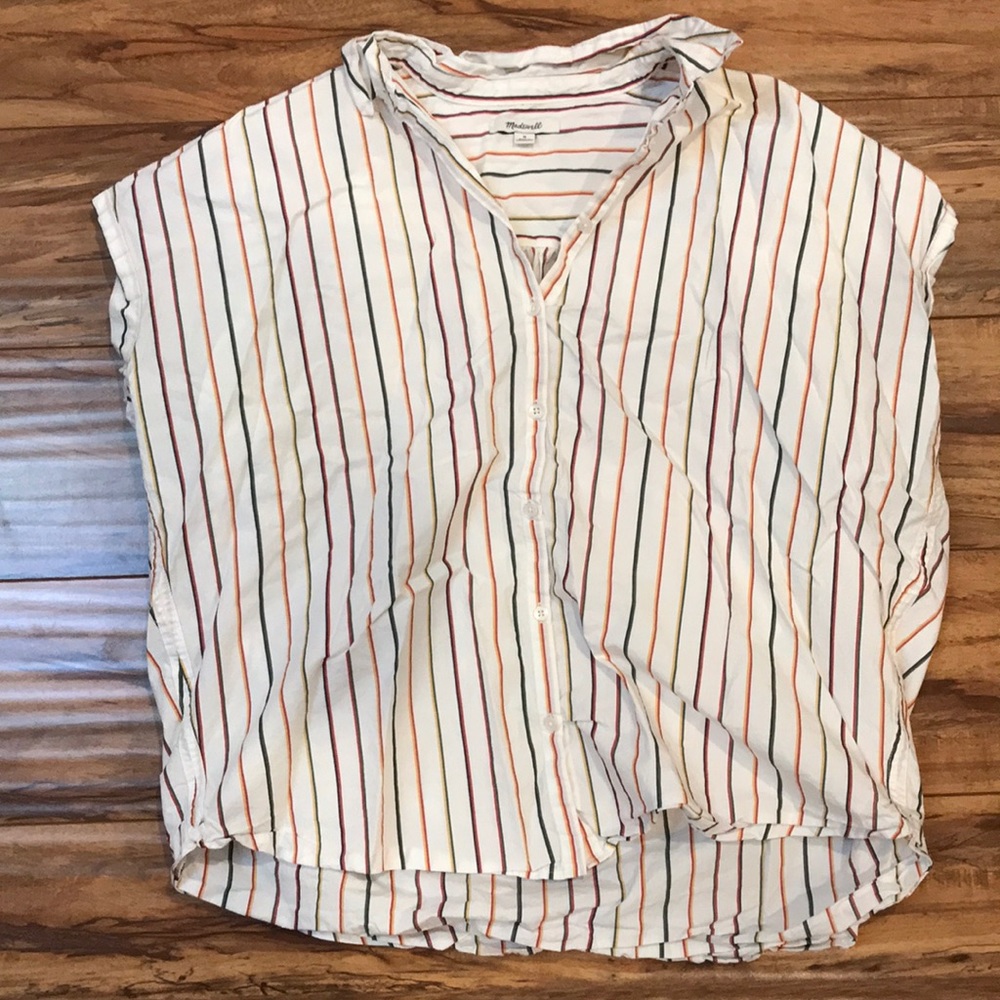 Madewell Rainbow Striped Central Sadie Shirt Top